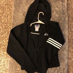 Long sleeve hooded zip up.